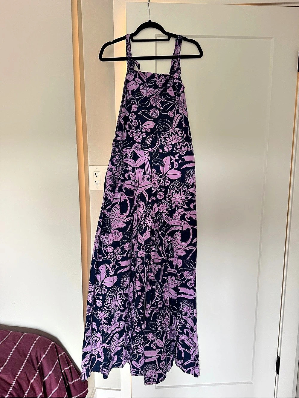 Anthropologie x Farm Rio Floral Wide Leg Jumpsuit in Purple, Size Large